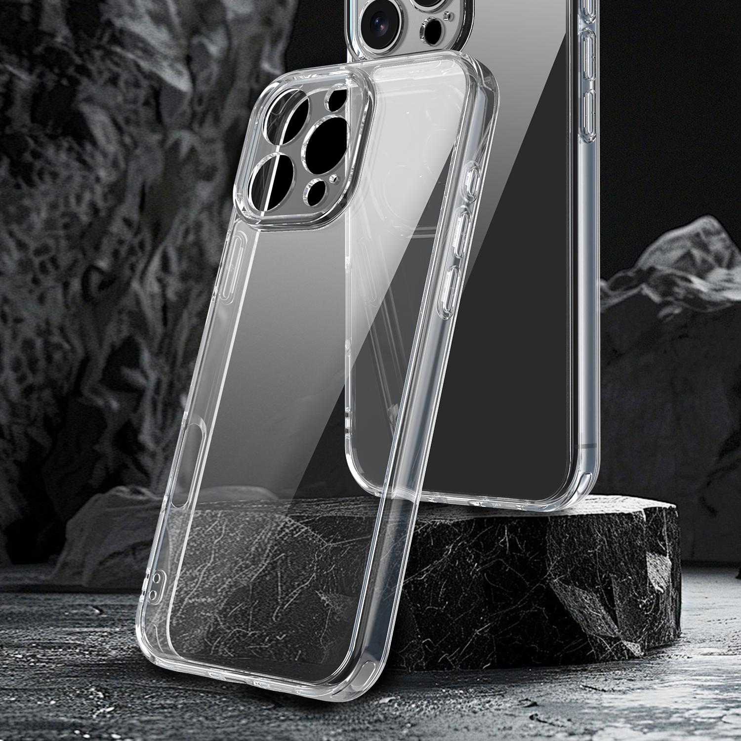 

For iPhone 16 Pro Case TPU+Acrylic Phone Back Cover Anti Yellowing Black