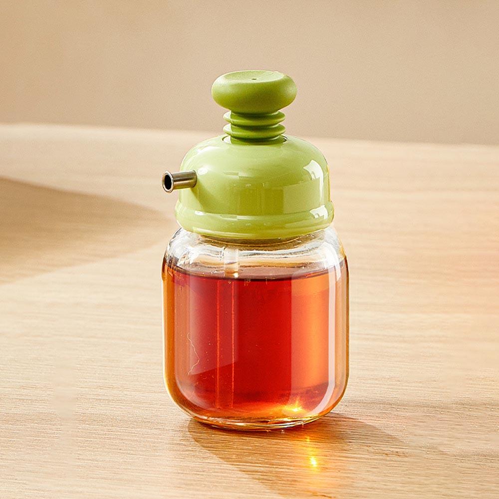 Mini Press-Style Oil Dispenser 100ml Cooking Oil Jar Glass Bottle Press Type Seasoning Storage Bottle Spice Oil Control Bottle