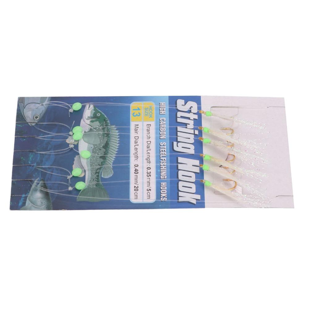 5 Sets Soft Fish Skin Fishing Rigs with Luminous Beads Fishing Lure Rigs Saltwater Fishing