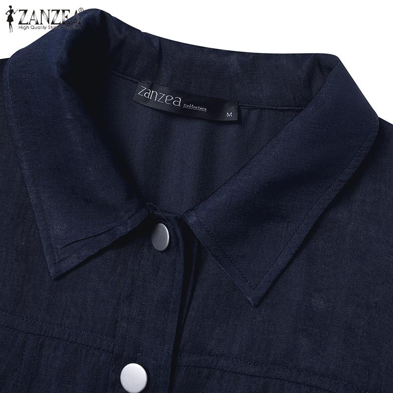 ZANZEA Damen Umlegekragen Lässige Langarmbluse