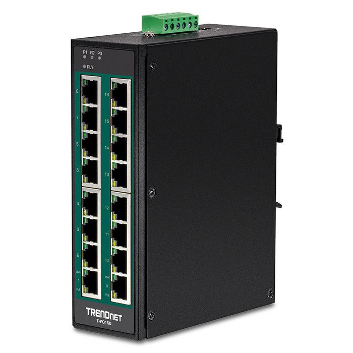 Switch PoE+ 16 ports - TRENDNET - DIN-Rail - Gigabit Ethernet - Noir - Modèle 150937