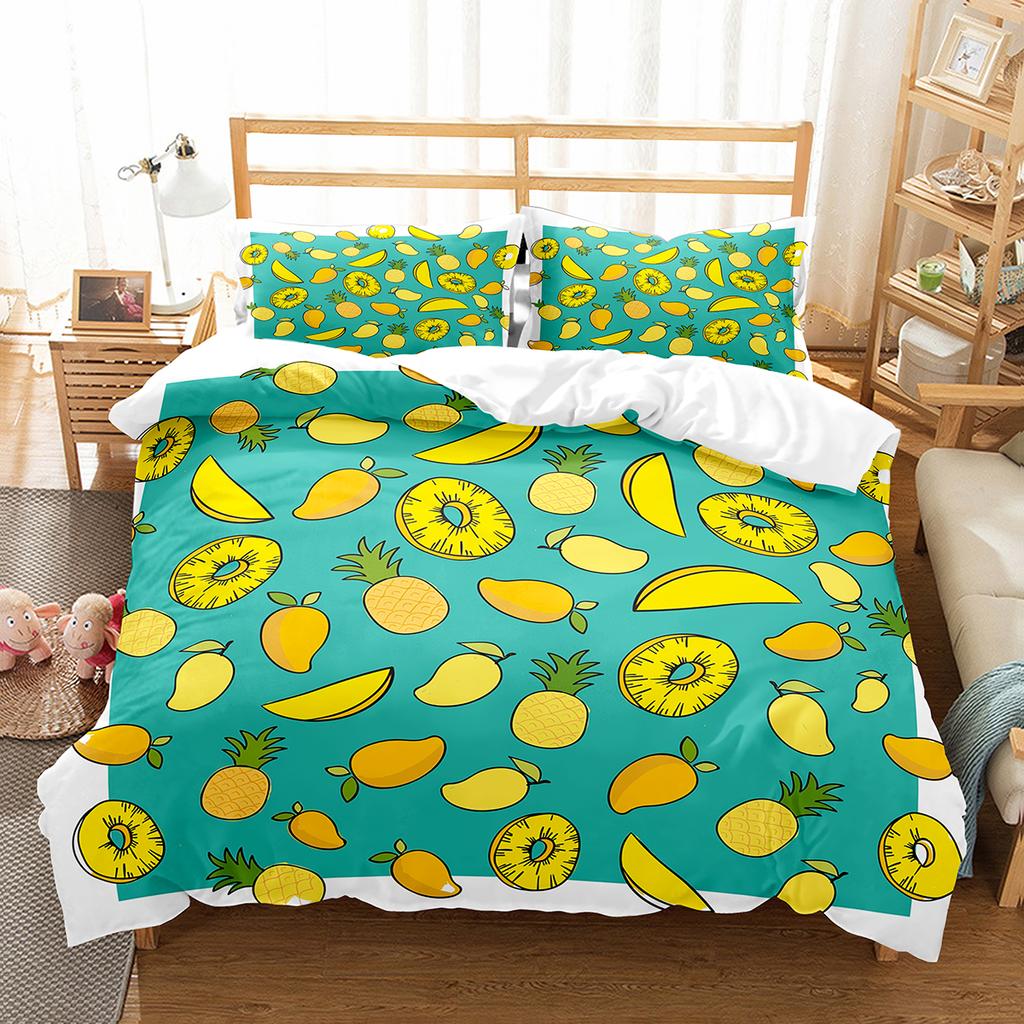 Comforter Mango Fresh Fruit Pattern Comforter For Kids Teens Adults Bedding Set King Queen Twin Size With