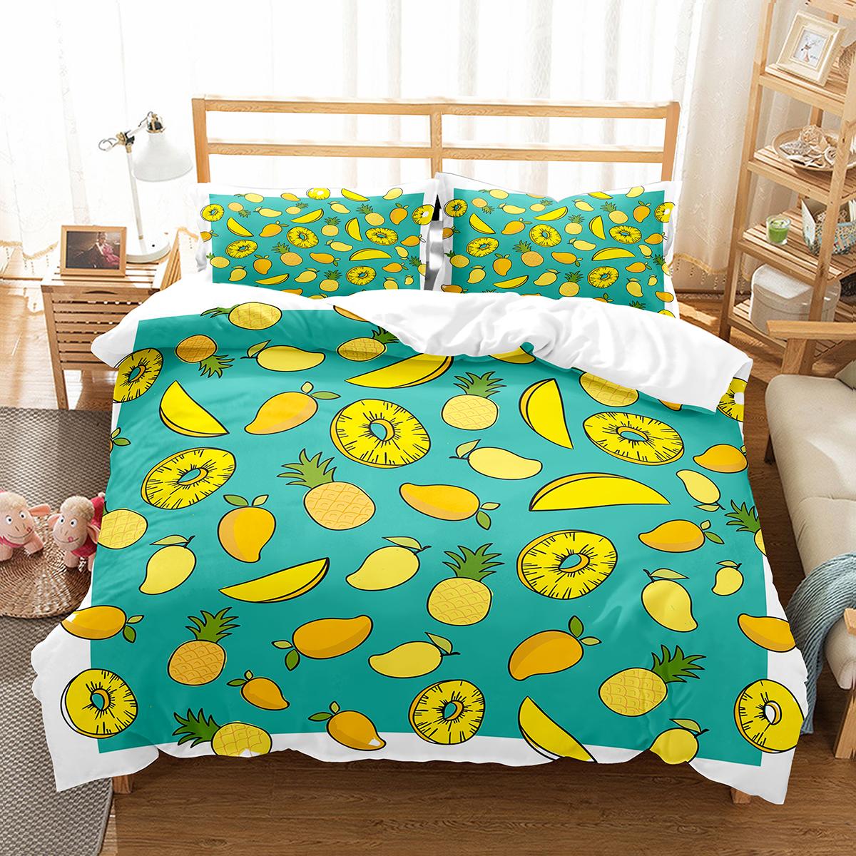 

Mango Duvet Cover Set Fresh Fruit Pattern Comforter Cover For Kids Teens Adults Bedding Set King Queen Twin Size With Pillowcase AU Single(140x210cm)