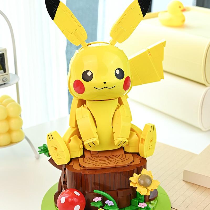 Non-Toxic Pokemon Pikachu Building Blocks Cartoon Model Bricks Educational Assembly Desktop Ornaments Diy Toys For Kids Holiday Gifts