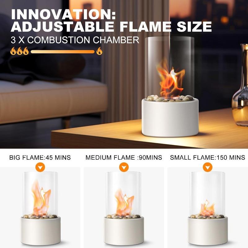 Portable Tabletop  Mini Fireplace with Cobblestones for Modern Home Decoration, Gift for Birthday, Gatherings & Weddings