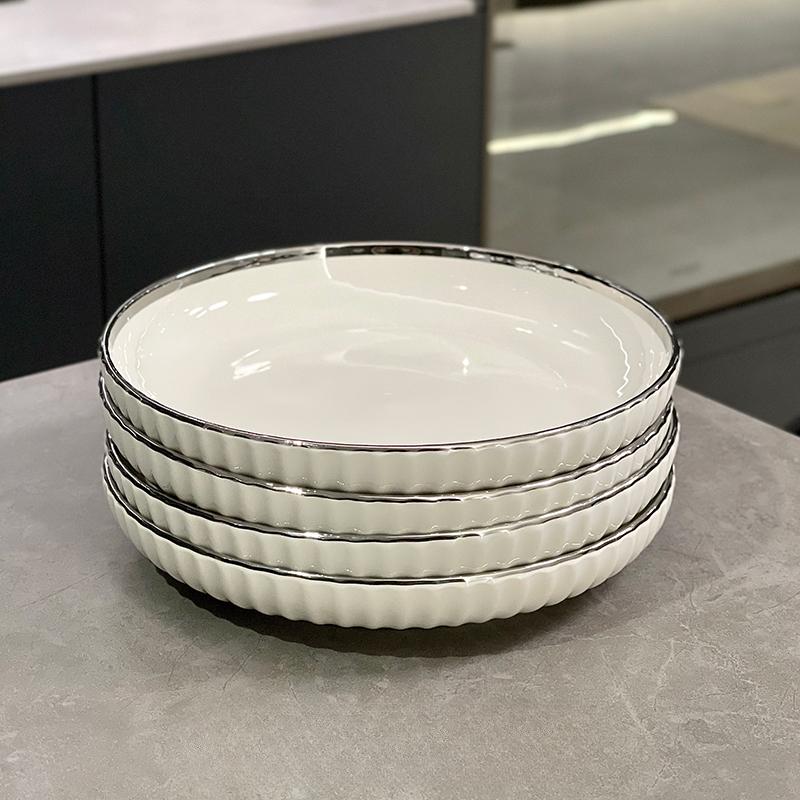 Ceramic Dinner Plate Creative Platter Western Food Large Disc Salad Breakfast Dishes Pasta Sushi Plate Kitchen Tableware Cutlery