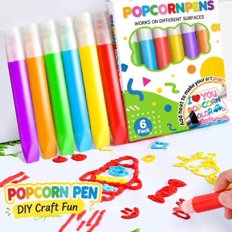 6/12 Sztuk Magiczne Długopisy Popcorn 3D Puszyste Długopisy Popcorn Markery do Sztuki Bąbelkowej Do Kart DIY Rękodzieło, Notes Kartka z Życzeniami Bazgroły Graffiti