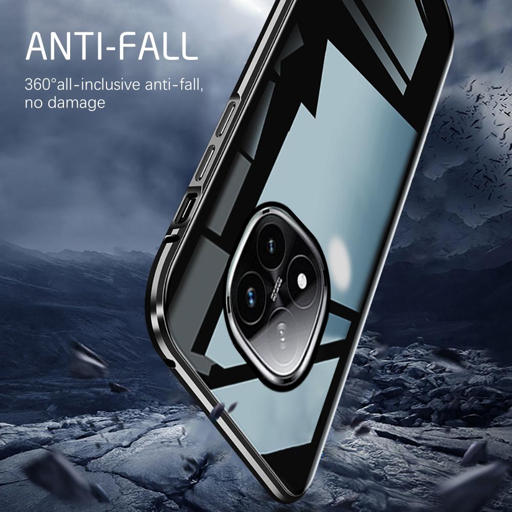 Dwustronne przezroczyste szkło hartowane magnetyczne etui z klapką do Redmi Note 15 Pro Plus 14 Pro Poco M8 Pro Metalowa rama odporna na wstrząsy osłona