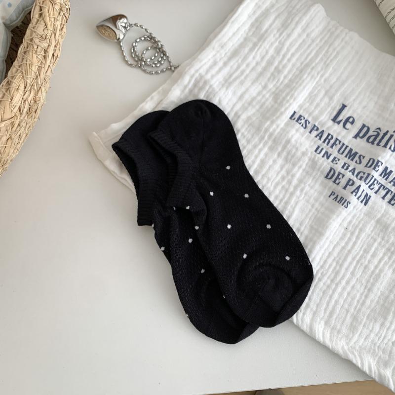 

Женские летние тонкие однотонные носки-невидимки на каблуке с мелким вырезом и в горошек 1 pair чёрный