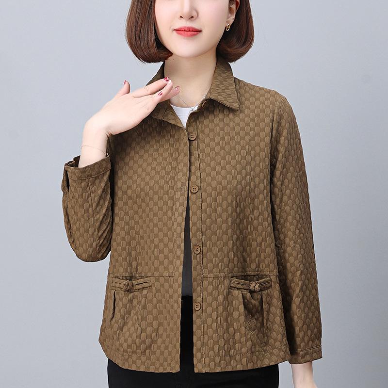 

Мамина повседневная рубашка с длинным рукавом на весну и осень 2024 года: Блузка маленького размера свободного кроя, модная и элегантная XL (recommended 128-140 jin)