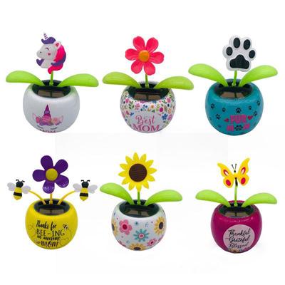 Car Ornament Solar Apple Flower Automatic Beetle Car Decoration Accessories