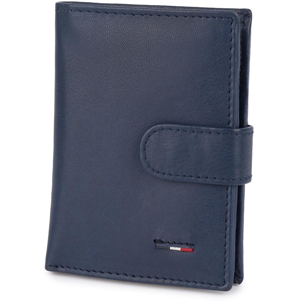 Portfel Skórzany Męski Mały Pionowy Z Flagą Granatowy RFiD Beltimore D53