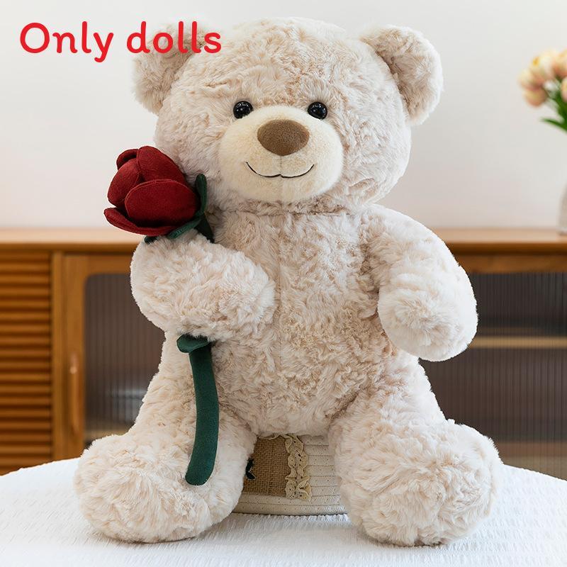 Bear Doll Teddy Plush Toy With Roses Decorate For Birthday Presents And Collect