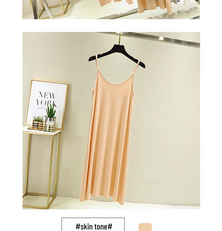 2023 Spring/Summer Korean Style Slim Fit Mid-Waist Big Swing Skirt Women's Casual Midi Spaghetti Strap Dress