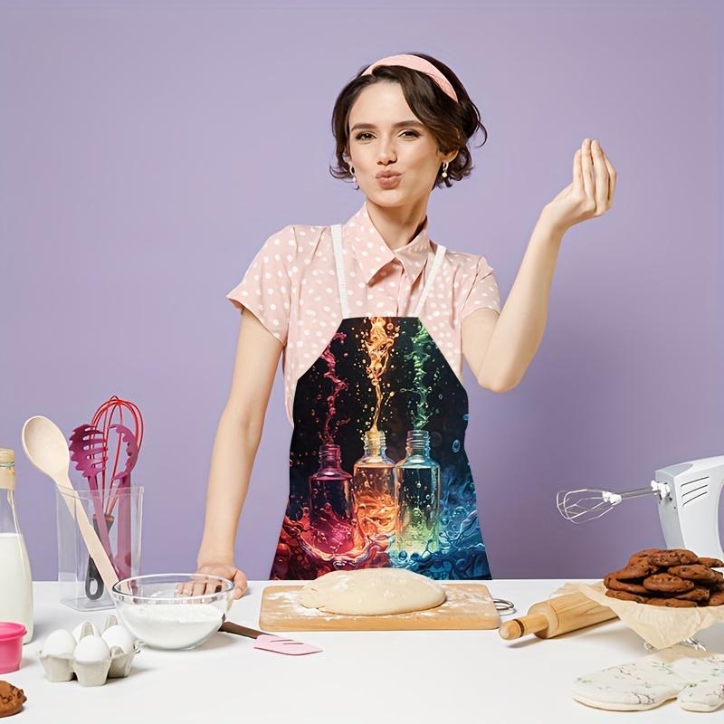 1pc Colorful Paint Splash Apron Artistic Design Kitchen Cooking Bib for Artists