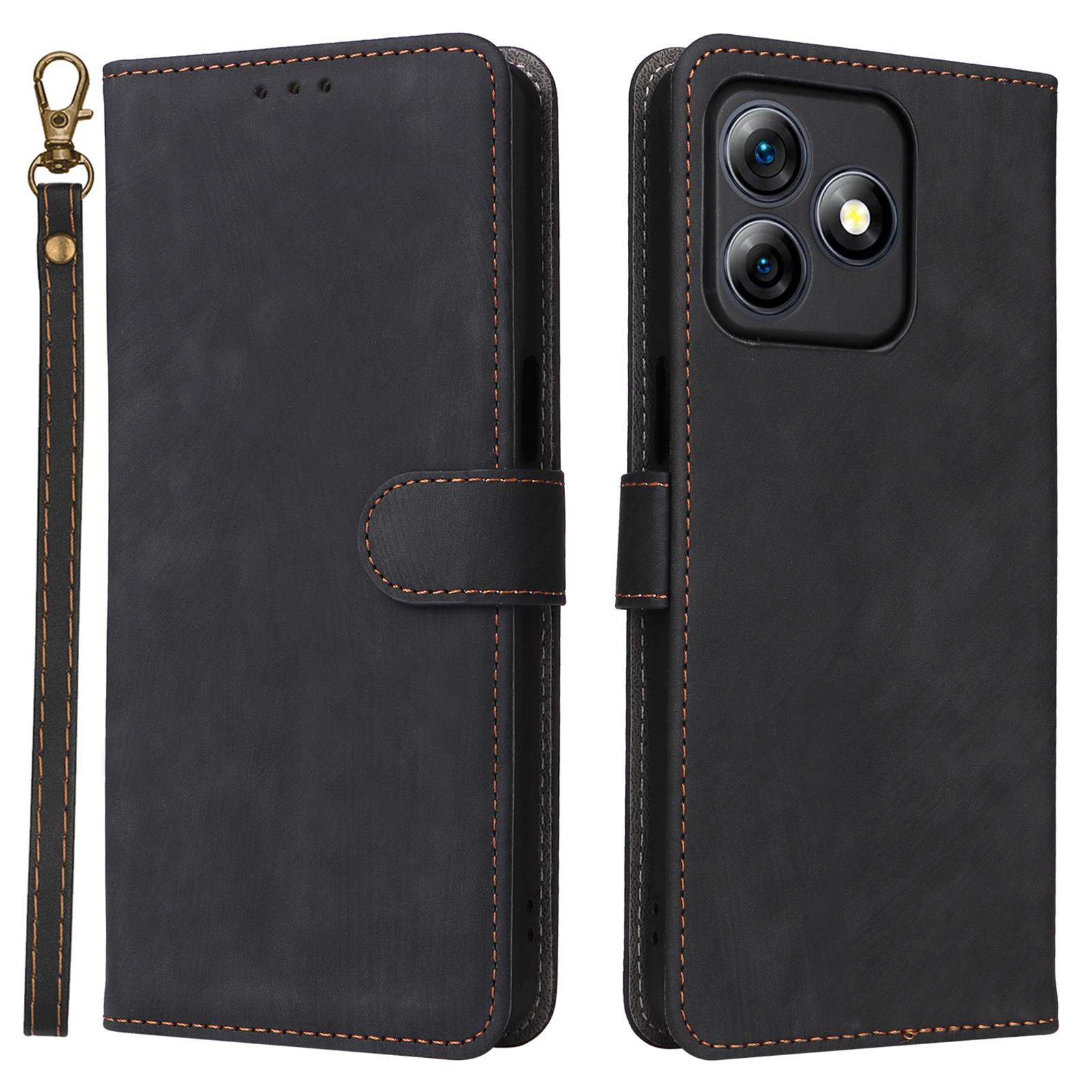 

Для Ulefone Note 18 Ultra Кожаный чехол Кошелек с блокировкой RFID Чехол для телефона с ремешком Black