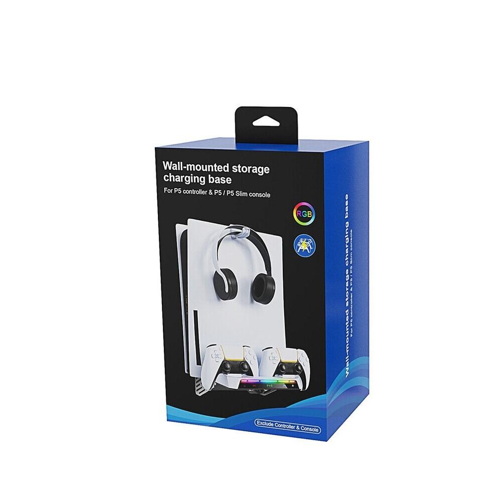 

Настенный кронштейн с зарядным устройством для двух контроллеров для PlayStation 5 Slim Disc и Digital 22*12.5*23cm чёрный