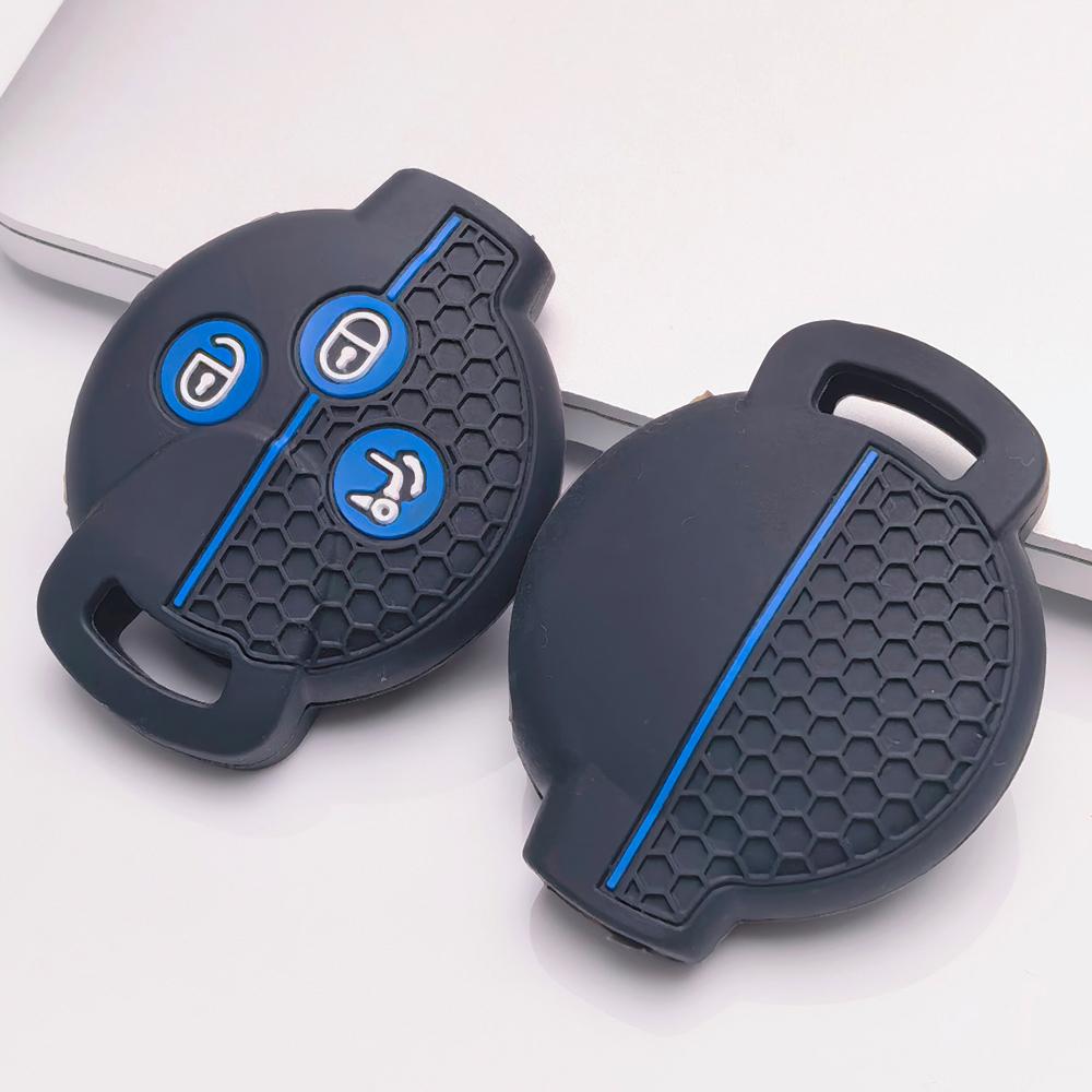 Silicone Car Key Fob Cover for Smart Fortwo Forfour Roadster City Coupe City Cabrio Crossblade Honeycomb Texture Anti Scratch Remote Key Protector