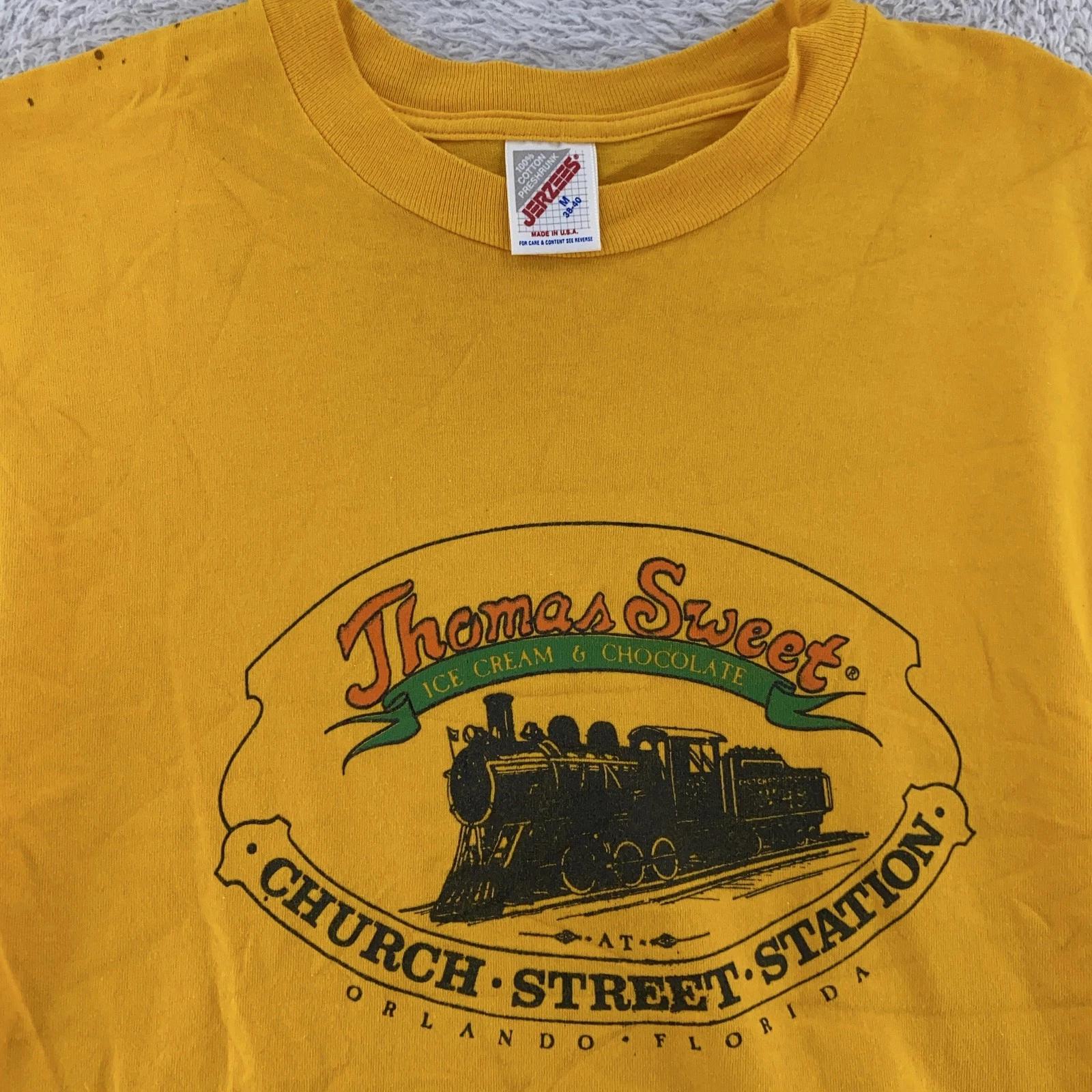 

Vintage Thomas Sweet Ice Cream Shirt XS Yellow Church Street Station Orlando 90s L