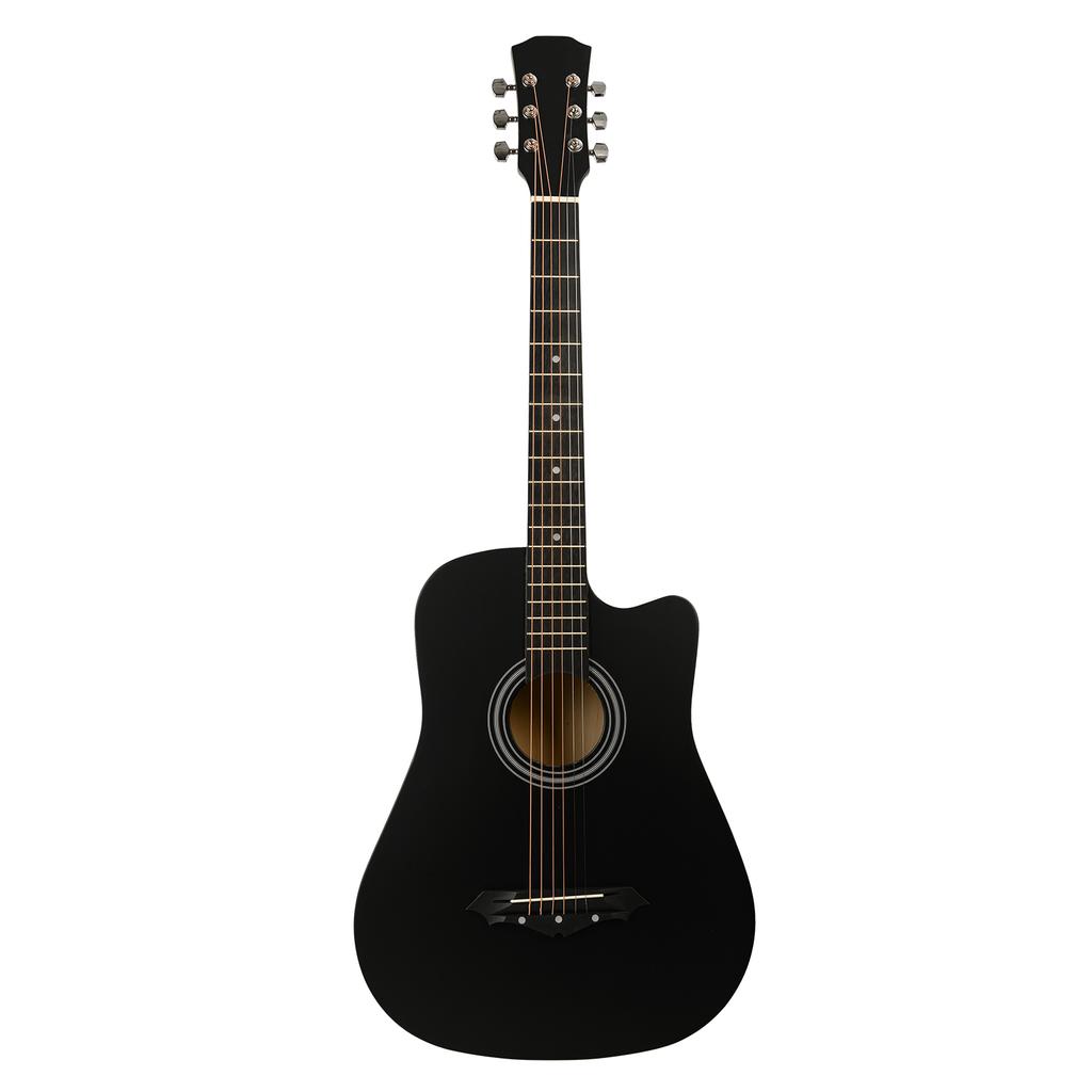 Cutaway Acoustic Guitar 38-inch Folk Guitar Hand Rubbed Basswood with Celluloid Pick, Pick Holder,