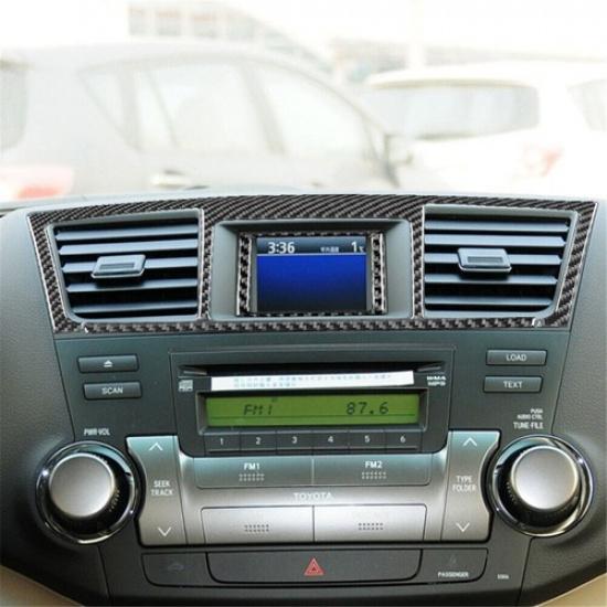 For Toyota Highlander Carbon Fiber Interior Center Air Vent Outlet Cover Trim