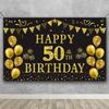 50. Geburtstag Hintergrund Gold und Schwarz 5,9 x 3,6 Fuß Happy Birthday Party Deko...