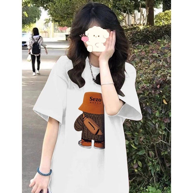 Women's Plus Size Bear Print Half Sleeve Cotton T-Shirt - Retro Summer Trend