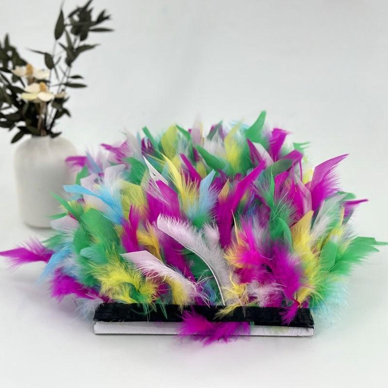 10-15cm Coffee Turkey Feather Trim Feathers Fringe Ribbon DIY Sewing Clothing Handwork Wedding Dress Crafts Party Decorations