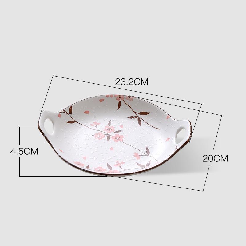 Chinese Underglaze Floral Ceramic Tableware: Rice & Soup Bowls, Plates