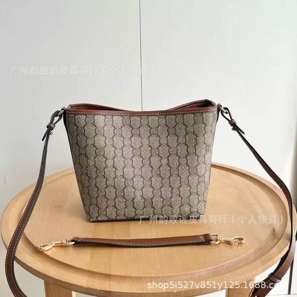Niche light luxury ophidia inspired design, full of printed magnetic buckle single shoulder crossbody bucket bag simple