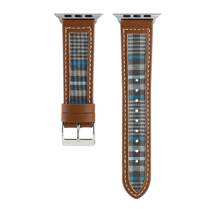 Leather Canvas Plaid Strap for Apple Watch Band Ultra 49mm 44mm 41mm 45mm40mm  Accessories Iwatch Series 9 8 6 7 SE Women's