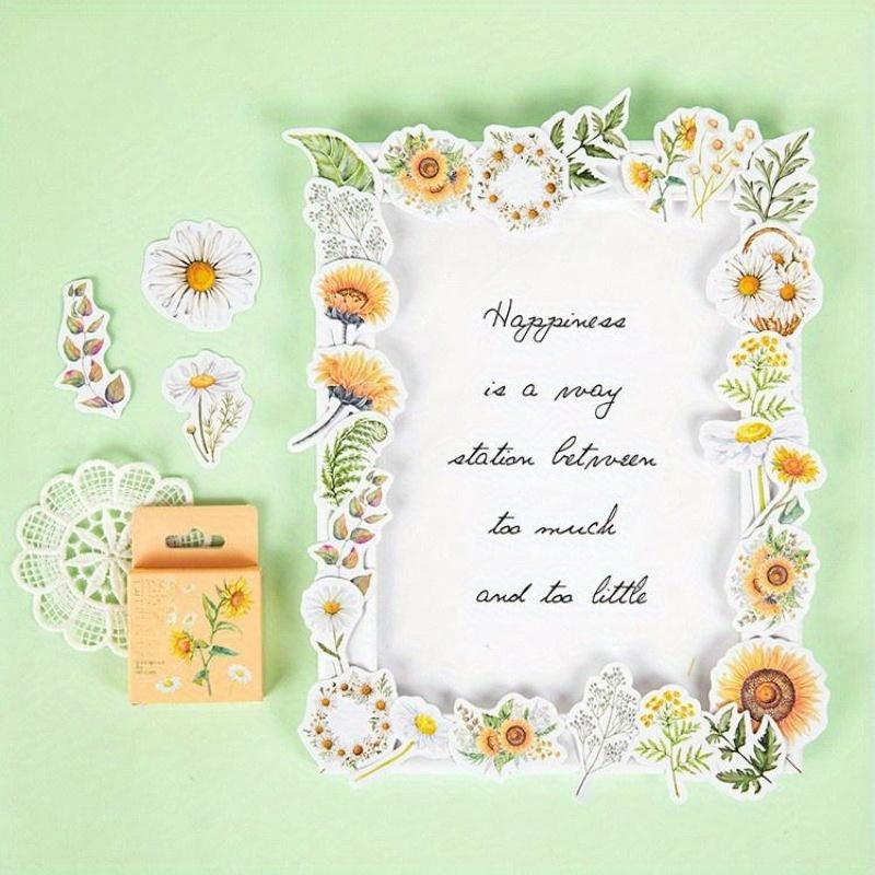 45Pcs/set Chrysanthemum and Sunflower Flowers Stickers Decorative Sticker Diary Stationery Album Sticker Flakes Scrapbooking