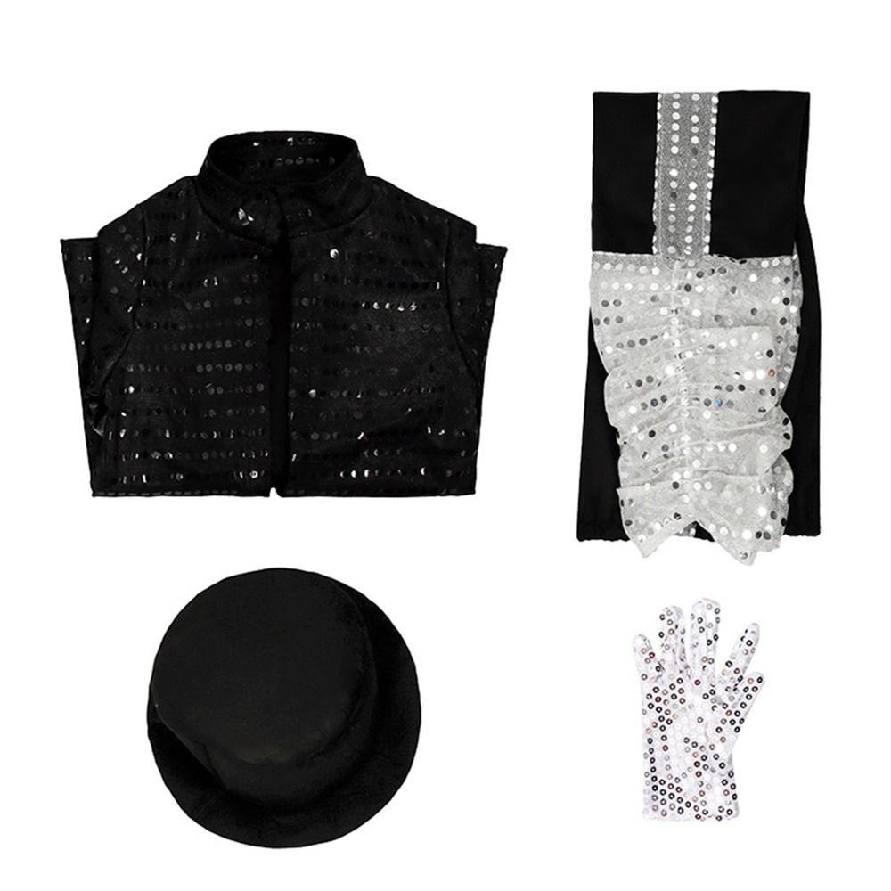 Role-Play Billie Jean Cosplay Clothes Carnival Party Black Suit Dance Costume  Kids Boys Girls