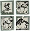 Marushin Disney Mickey Mouse Steamboat Cinema Set of 4 Coasters, Willie, 10x10cm, Scene, 2335014700,