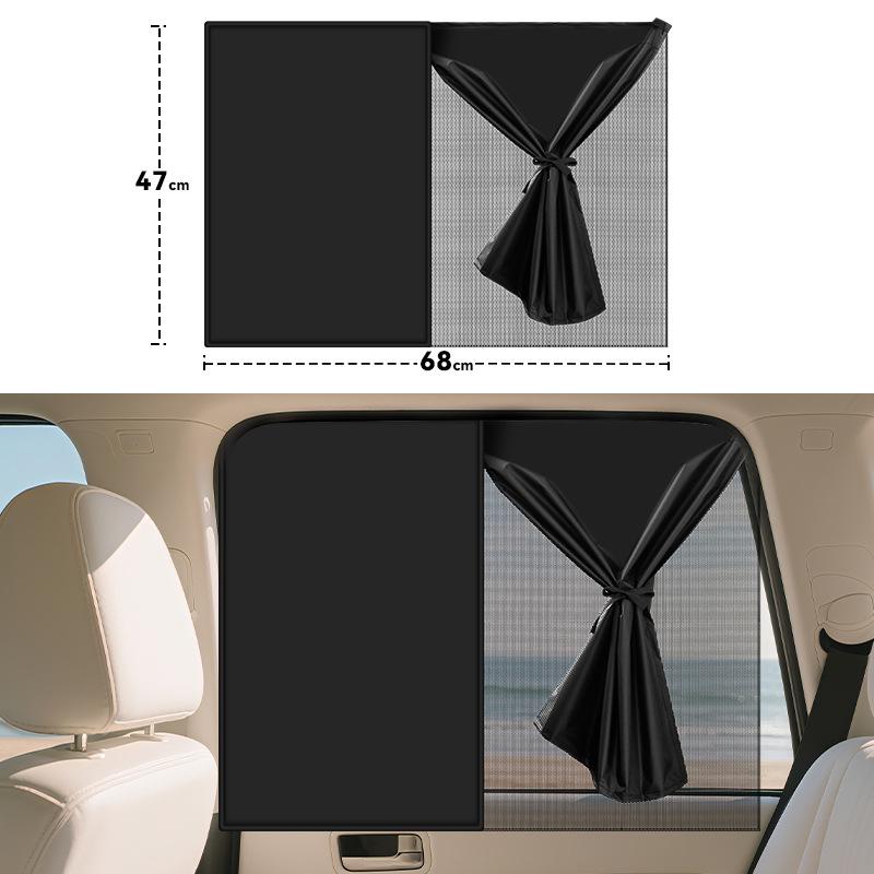 Full Blackout Titanium Silver Car Sunshade Magnetic Curtains for UV Protection