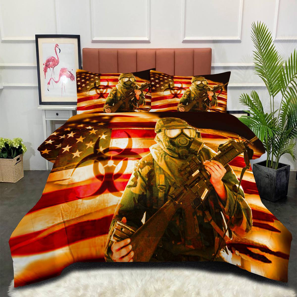 

Soldier Flag Quilt Feather Silk Cotton Thickened Digital Printing 140*200cm