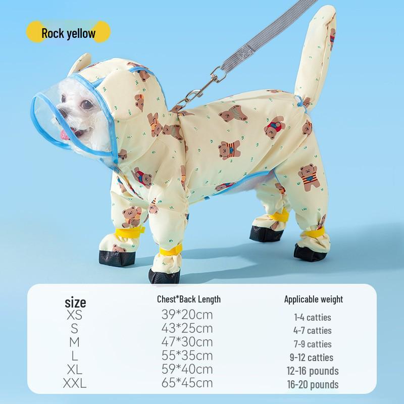 Waterproof Four-Legged Raincoat for Small Dogs - Full Coverage Pet Rainy Day Wear for Bichon, Teddy, and More.