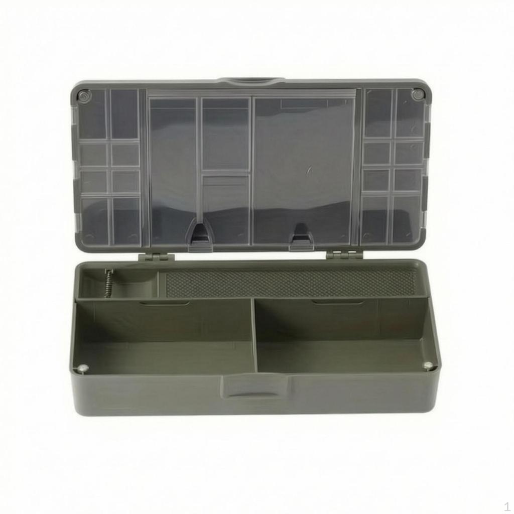 Measuring Tackle Box Hard Plastic Slimline Fishing Gear Organizer Smoky Lid Divided