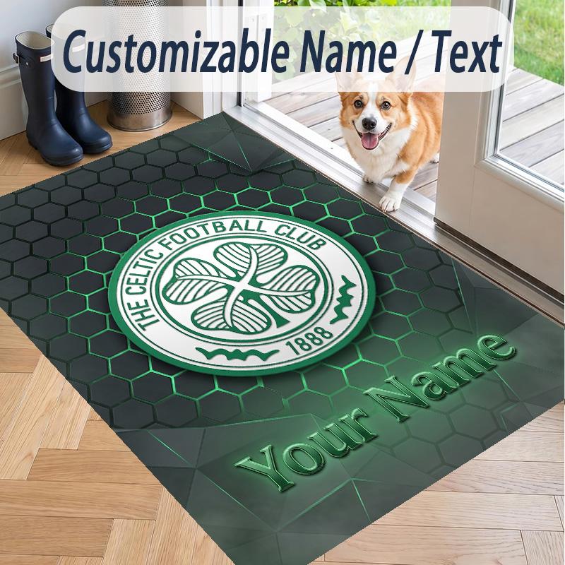 Custom Text Printed Rug Celtic FC Non Slip Floor Carpet For Home Room Decor