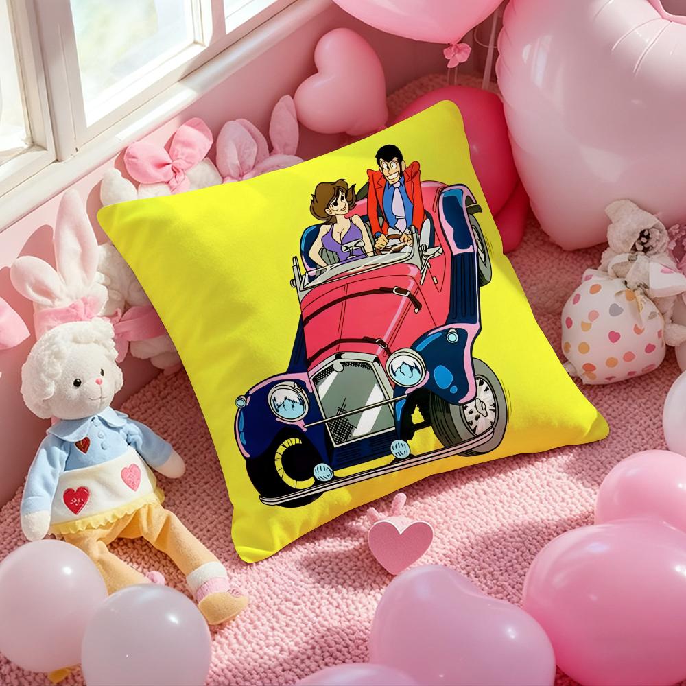 anime Lupin the Third Cushion Cover Pattern Printed Pillowcase for Living Room Sofa Cushion Cover & Bedroom Decor
