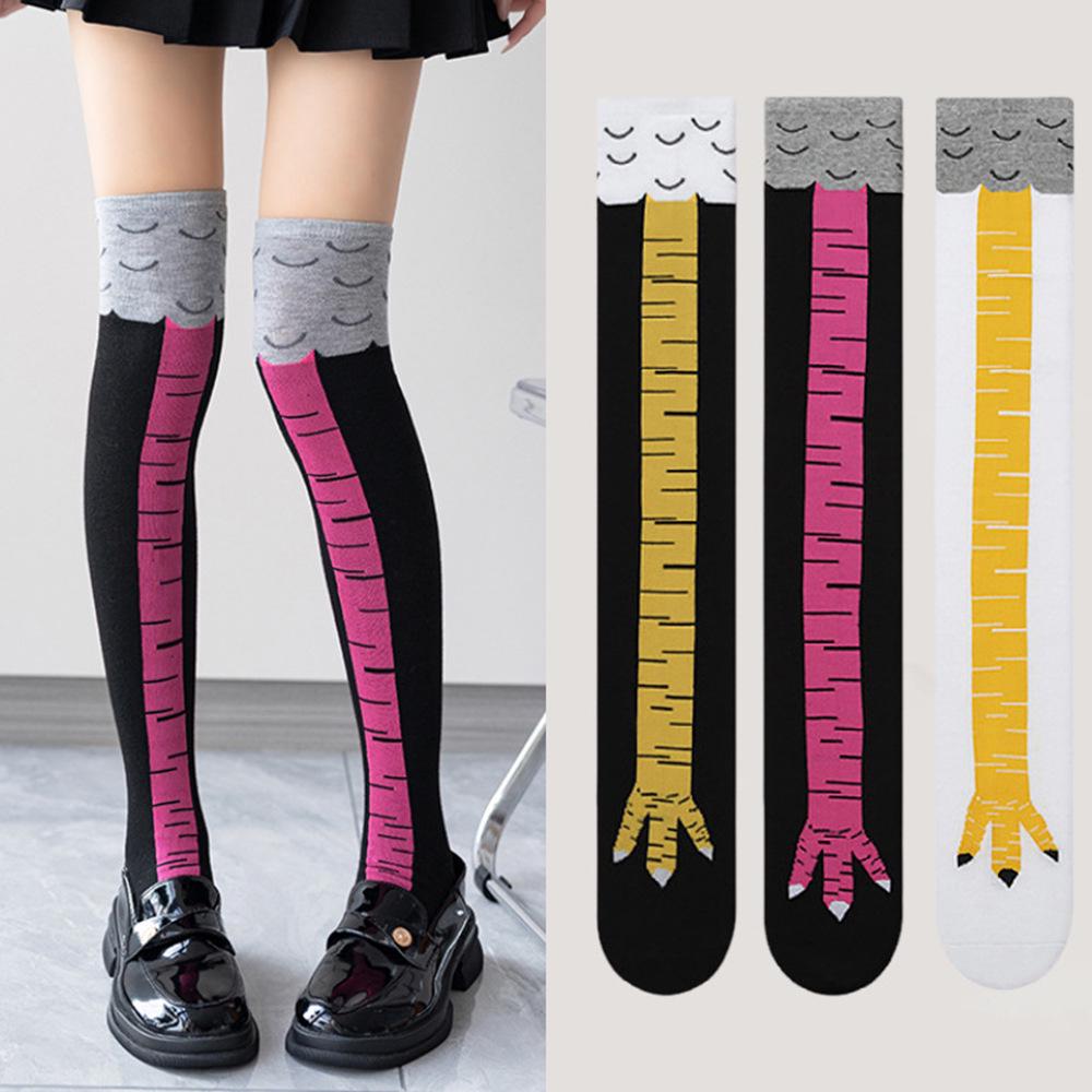 Women's Trendy Ostrich Chicken Feet Over-the-Knee Compression Socks for Spring, Autumn, and Winter