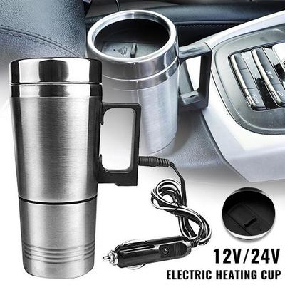 24/12v copo de aquecimento do carro chaleira elétrica caneca aquecida de aço inoxidável multiuso copo de água de aquecimento universal interiores do carro