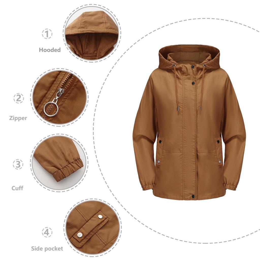 New Spring and Autumn Casual Windbreaker Women's Loose Windproof Jacket Hooded Long-sleeved Jacket