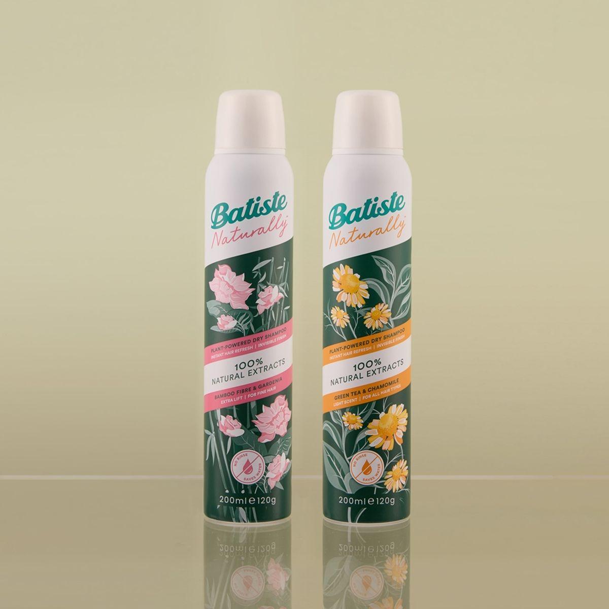 Batiste Naturally Dry Shampoo 200ml 2-Piece Set (Bamboo/Green Tea)