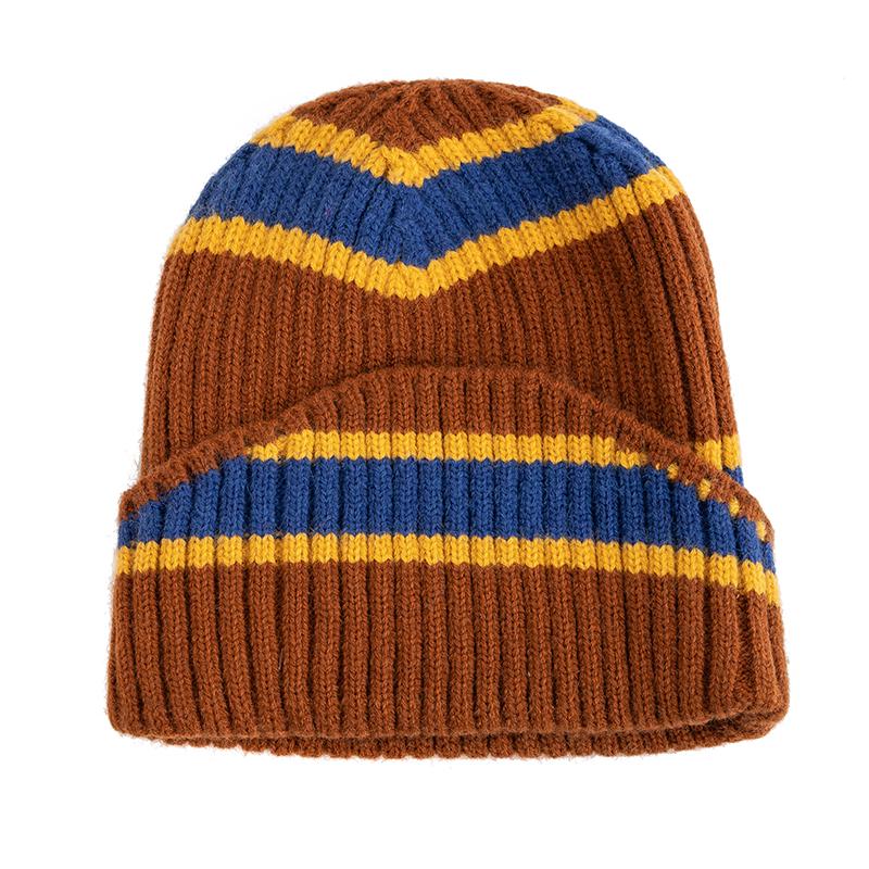 Unisex Kpop Style Winter Hats,Fashionable Beanie Hats For Young People, Couple Street Hats, Elegant Striped Design Knitted Hats