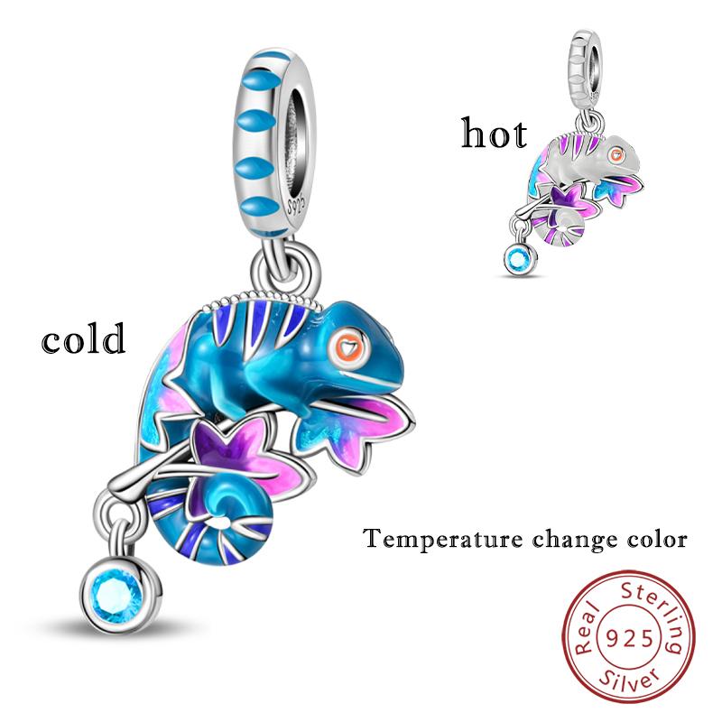 New Copper Fashion Chameleon Blue Whale Guardian Wing Drunk Angel Charms Beads Fit Diy Bracelets Original Jewelry