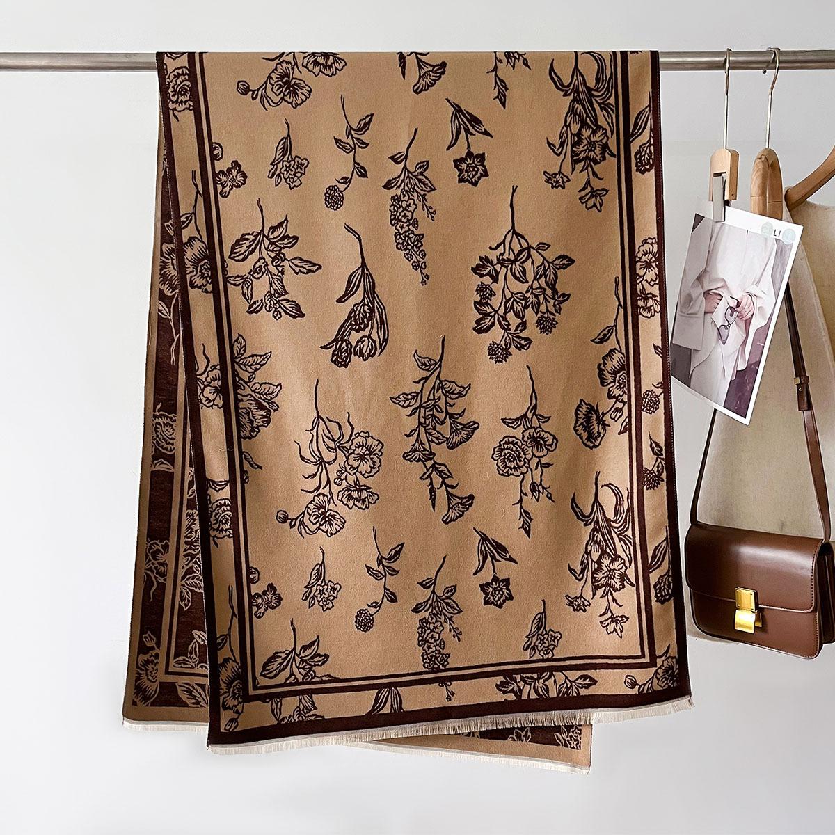 

Теплый Кашемир Мягкий Цветочный Шарф Женский Шаль Накидка Роскошное Толстое Одеяло Зимний Буфанда Пашмина Дорожные Столы One Size