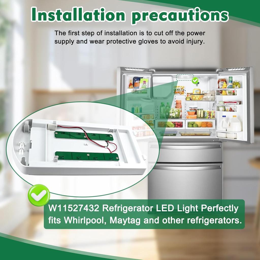 W11527432 W11387579 Refrigerator Light Assy Module Compatible with whirlpool maytag amana etc Refrigerator, Replacement Refrigerator LED Light Module