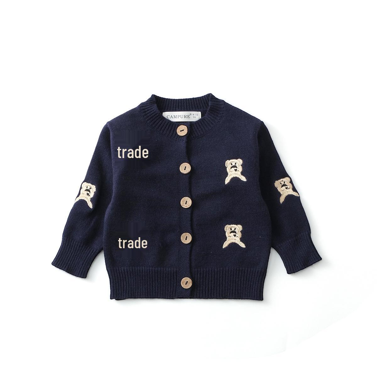 Korean Style Kids  Knitted Cardigan - Spring 2026 Cartoon Bear Sweater 3 years (100cm)