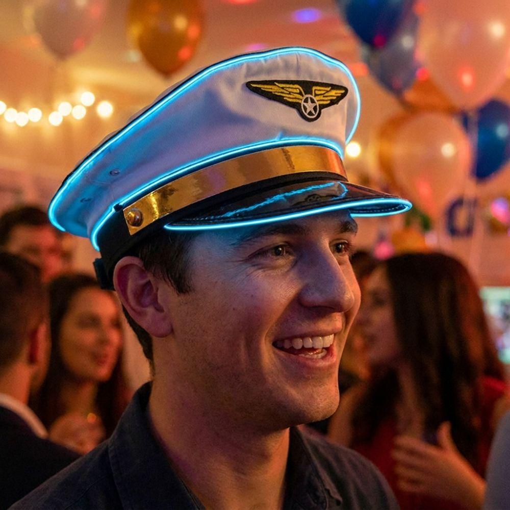Boost Party Vibe Glowing Party Cap Adjustable Luminous Air Force Hat  Fancy Dress